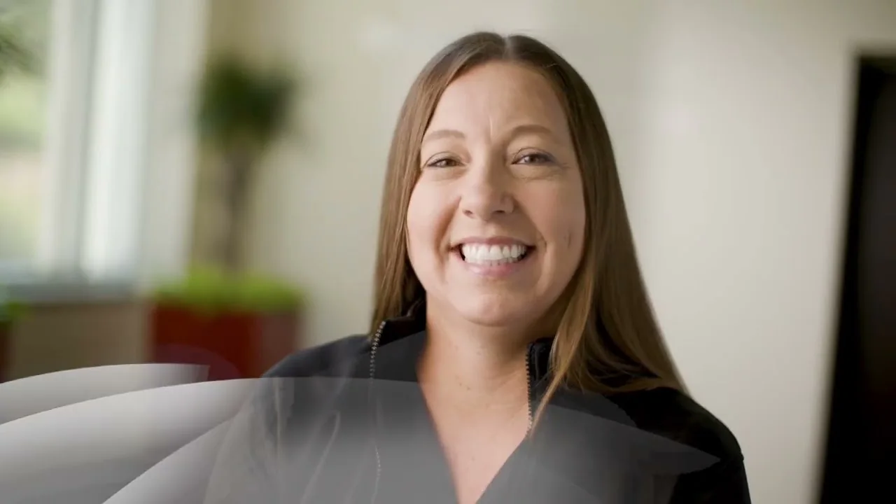 Smiling Mercy clinician introducing the Works on Demand app