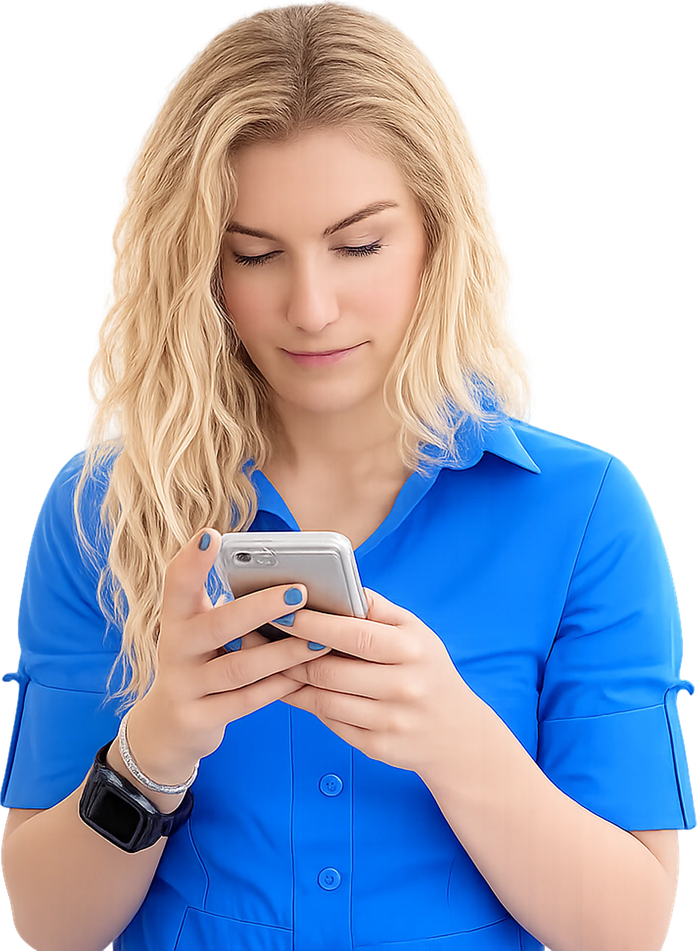 A nurse claiming an open shift on her phone